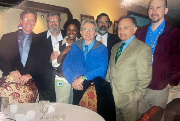 (Left to right): Michael Freedberg, Dave Engel (Director), Regina Gray, Ed Stromberg, Dana Bres, Luis Borray, and Mike Blanford.